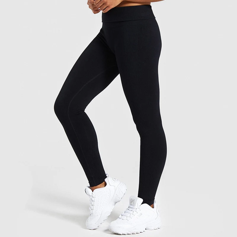 Gym Tights Power Down Seamless Tummy Control Yoga Pants High Waist Sport Seamless Leggings Running Pants Women