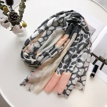 

Spring and Autumn silk scarves thin cotton hemp scarf girl temperament leopard print yarn scarf sunscreen shawl long beach towel