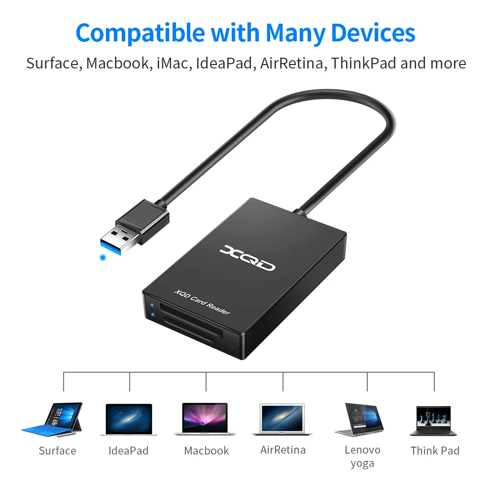 Rocketek USB 3.0 XQD SD Working simultaneously Memory card reader Transfer Sony M/G Series for Windows/Mac OS computer