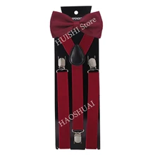 HUISHI Fashion Plain Black Suspenders for Men Navy Red Burgundy Braces Unisex Strap Bretels Mannen Women Bow Tie Suspenders Blue