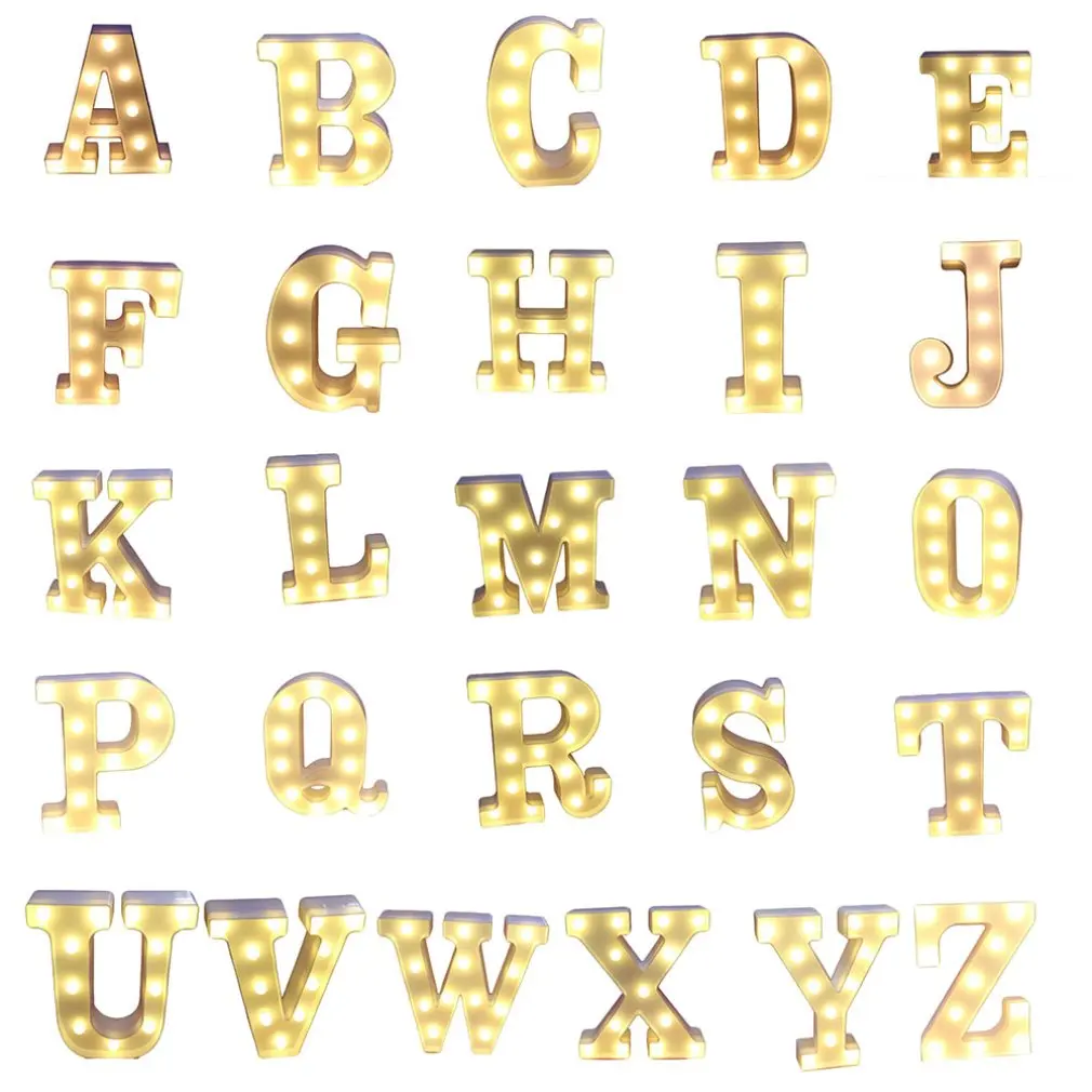 

1 Set Led26 English Alphanumeric Lights Plastic Decorative Modeling Lights Wedding Birthday Love Luminous Night Light