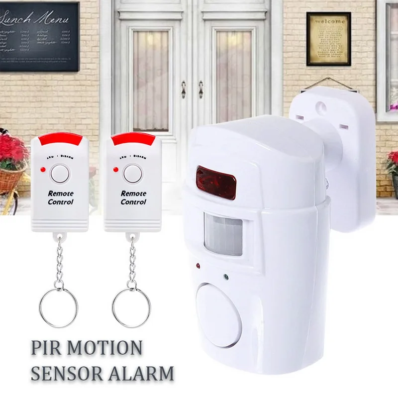 

Wireless PIR Motion Sensor Alarm Infrared Sensor Anti-theft Motion Detector Alarm Monitor With 2 Remote Controls Mount Bracket