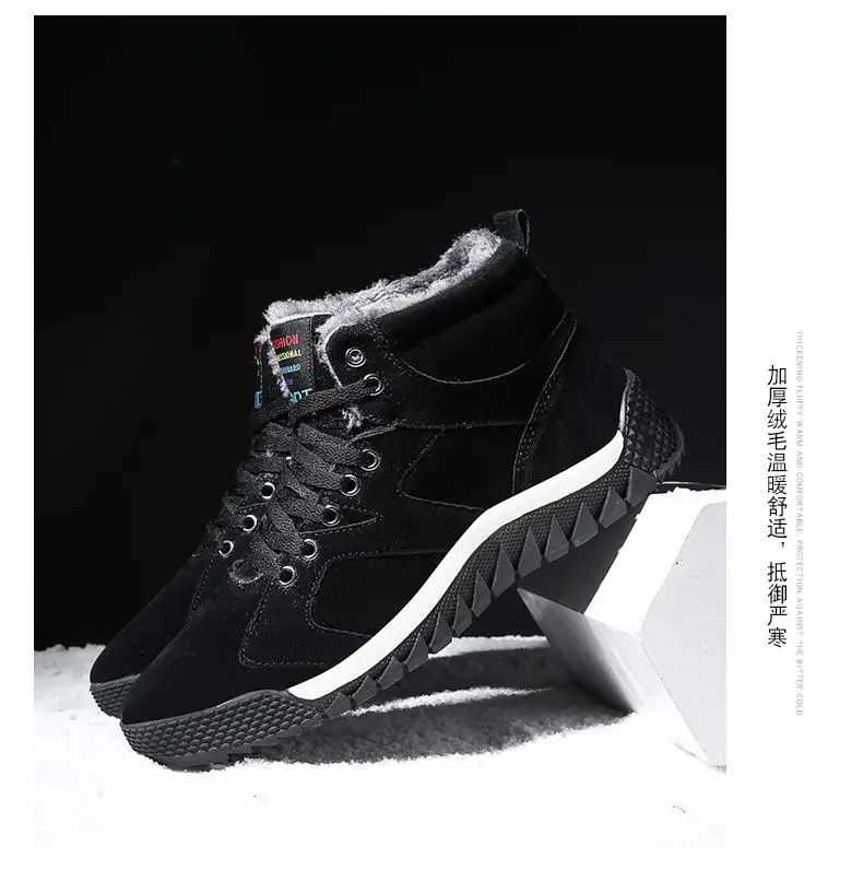 Men Shoes Winter Casual Boots for Men Fur Lace Up Warm Snow Boots Outdoor Fashion Flat Mens Shoes Big Size 47 Scarpe Uomo 43