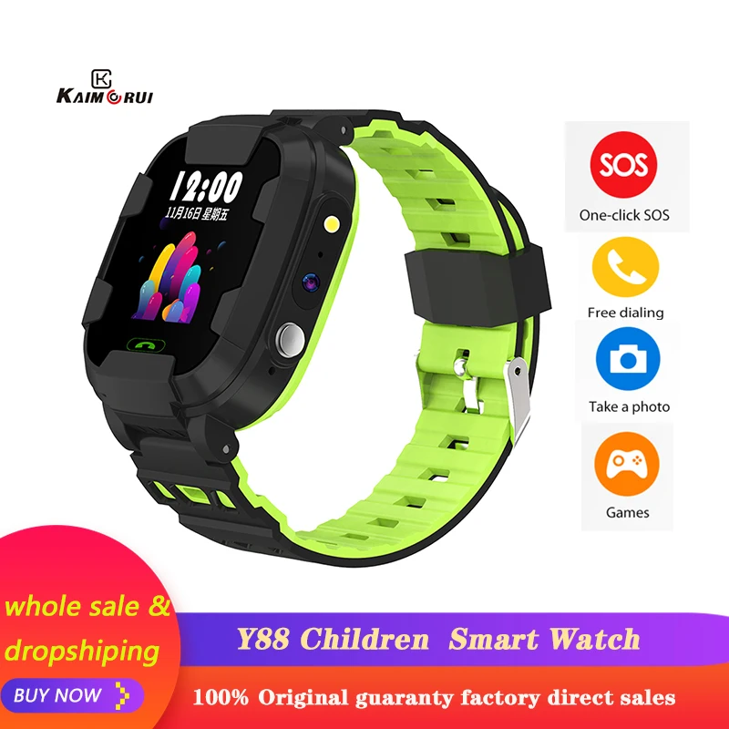 

Kaimorui Y88 Kids Smart Watch GPS Tracker SOS Antil-lost Waterproof Smartwatch Baby 2G SIM Clock Location watches PK Q50 Q90 Q52