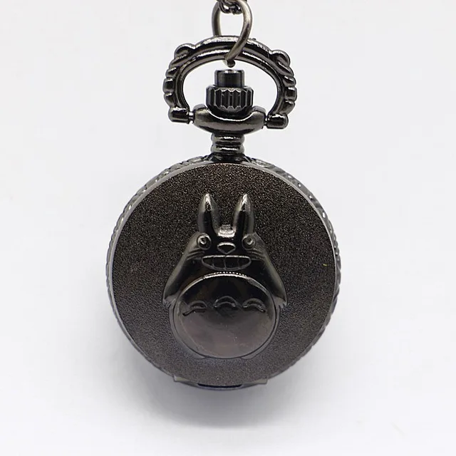 Античный Черный Тоторо из японского аниме кварцевые карманные часы ожерелье Подвесной Рождественский подарок для мужчин и женщин - Цвет: 2cm bronze