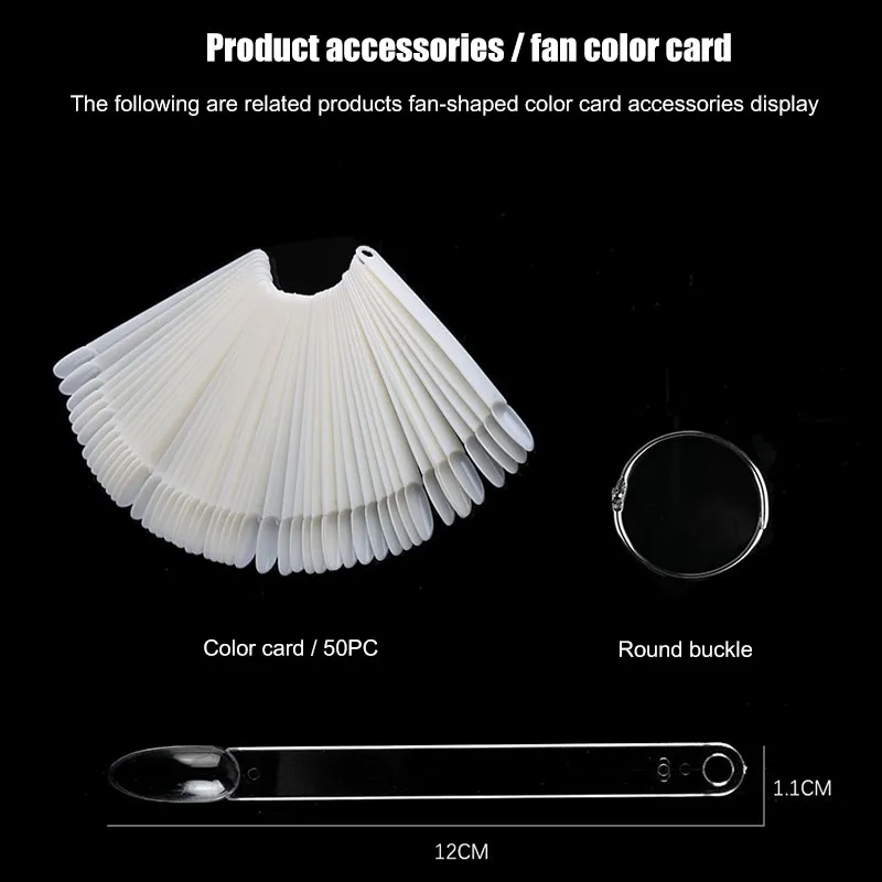 1Set False Nail Tips Nature Clear Fan Finger Full Cover Nail Art Display Practice Acrylic UV Gel Tool Manicure for Nails Polish