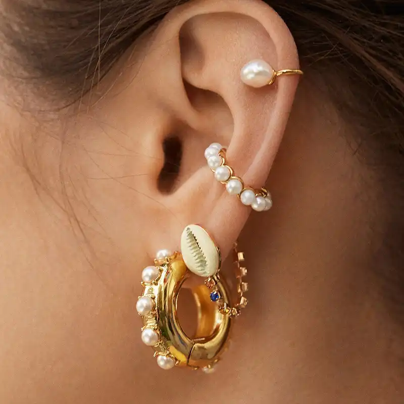 1pc bohemian imitation pearls ear cuff for women girl trendy