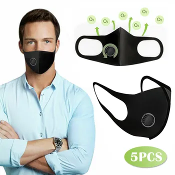 

5pcs Washable Sports Mask Outdoor Air Purifying Face Mask Unisex Carbon Filter Multi Layer Mouth-muffle Mask Masques Lavables