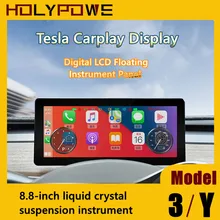 

For Tesla Model 3 Y Digital LCD Floating Instrument Panel Carplay HUD Display Wireless Mirror Link Performance Odometer Monitor