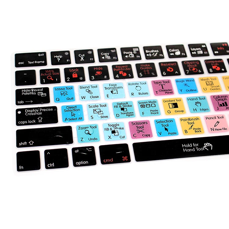 Прочная силиконовая накладка на клавиатуру HRH Adobe Illustrator AI Hotkeys для Apple Magic MLA22B/A US