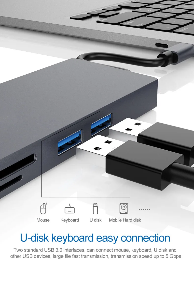 Usb-хаб C концентратор для нескольких USB 3,0 VGA HDMI RJ45 адаптер док-станция для MacBook Pro Аксессуары USB-C type C 3,1 разветвитель 2 порта USB C концентратор