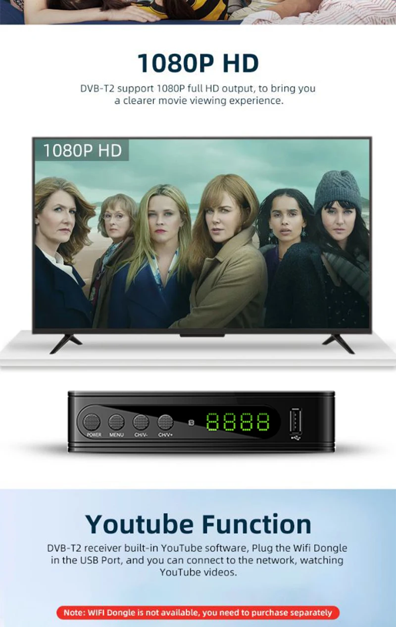 DVB-T2/комплект dvb-t-top Box для цифрового ТВ-тюнера TDT DVBT2 tv Receptor Receiver FTA DVB T2 DVB-C H.264 1080P IP tv USB Wifi VHF/UFH