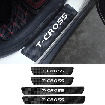 

For Volkswagen VW T-CROSS T CROSS 2018 2019 2020 4PCS PU Leather Car Door Sill Sticker Welcome Pedal Cover Protector Accessories
