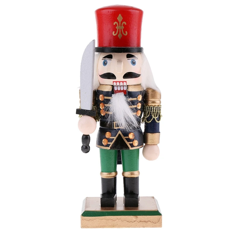 Vintage 20cm Wood Nutcracker Soldier Figure Figurine Xmas Home Ornament Gift 