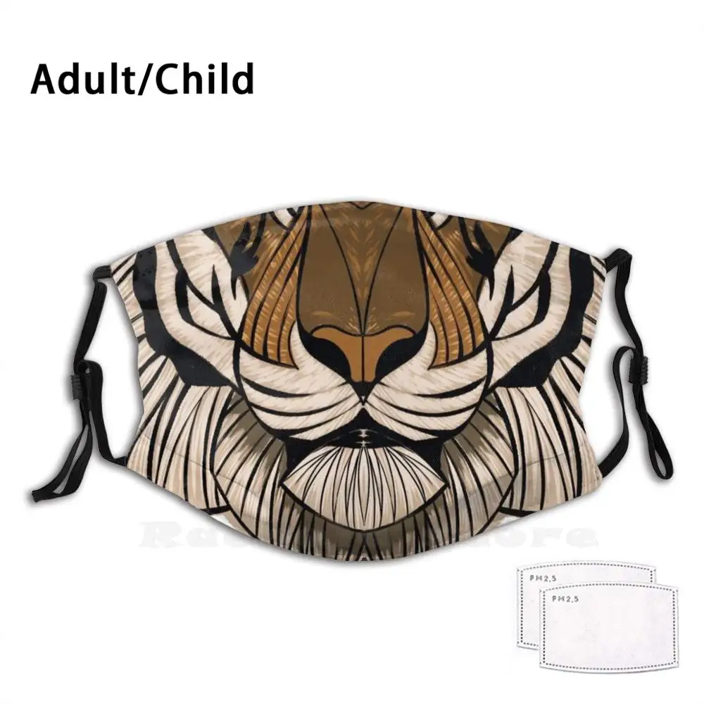 

Third Eye Tiger Funny Print Reusable Filter Face Mask Tiger Animal Stylized Stripes Fur Hair Wild Wild Life Tigers