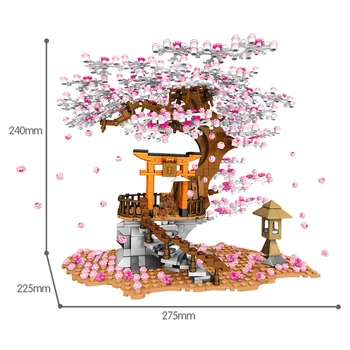 

SEMBO City Street View Idea Sakura Stall Inari Shrine Bricks Friends Cherry Blossom Landscape House Tree Building Block Toys