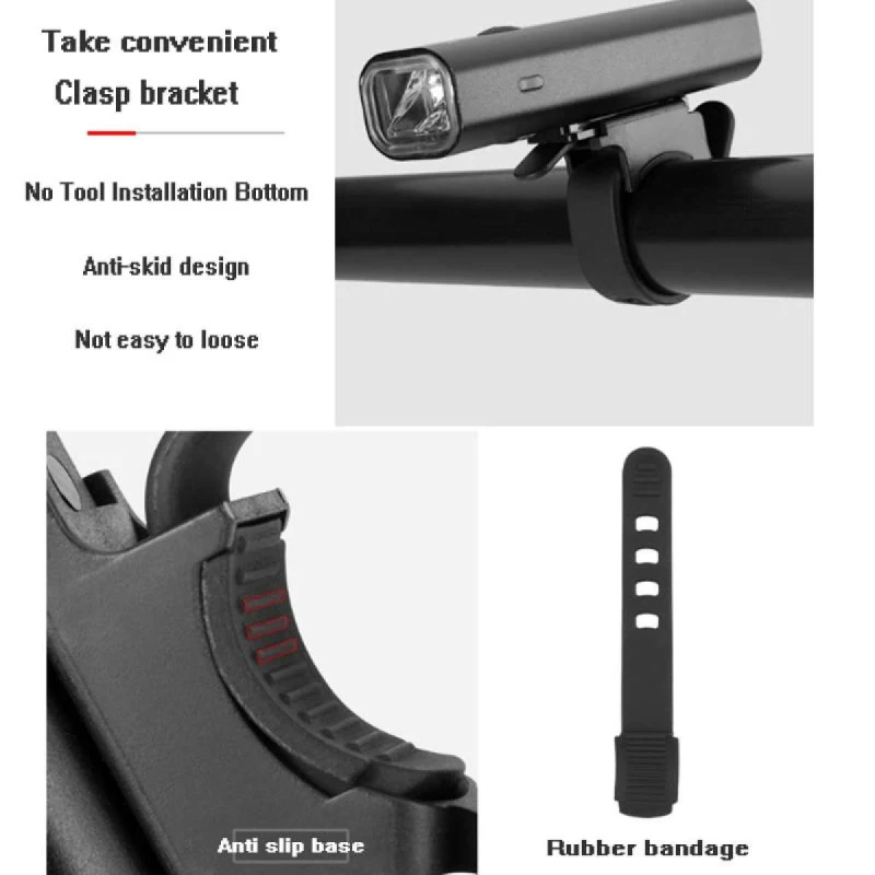 High Quality Bike Light USB Rechargeable LED Light Flashlight Headlight Front Light Waterproof Lamp Cycling Accessories