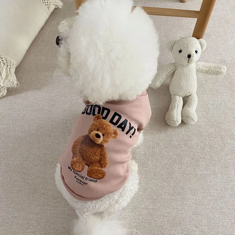 Cute Bear Dog Clothes Winter Pet Clothes Warm Dog Pullover Hoodie For Small Dogs Chihuahua Cartoon Puppy Cat Clothing pet clothes