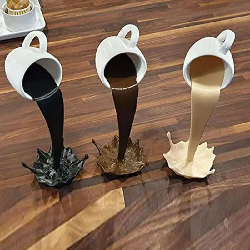 Suspended Coffee Cup 3D Three-dimensional Decoration Art Sculpture Pouring Gift | Дом и сад