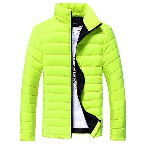 Bright yellow Зимняя мужская куртка, пальто с капюшоном, повседневные мужские куртки на молнии, парка, теплая одежда для мужчин, уличная одежда, пальто с стоячим воротником - Цвет: Bright yellow