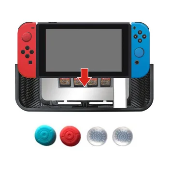 

Bevigac 4pcs Thumb Grips Caps + TPU Protective Cover Case Shell with 8 Game Card Slots for Nintendo Nintend Switch NS Console