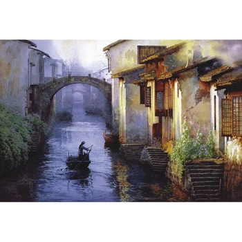

75 X 50cm 1000 Pieces Paper Jigsaw Puzzles River Boat Assembling Picture