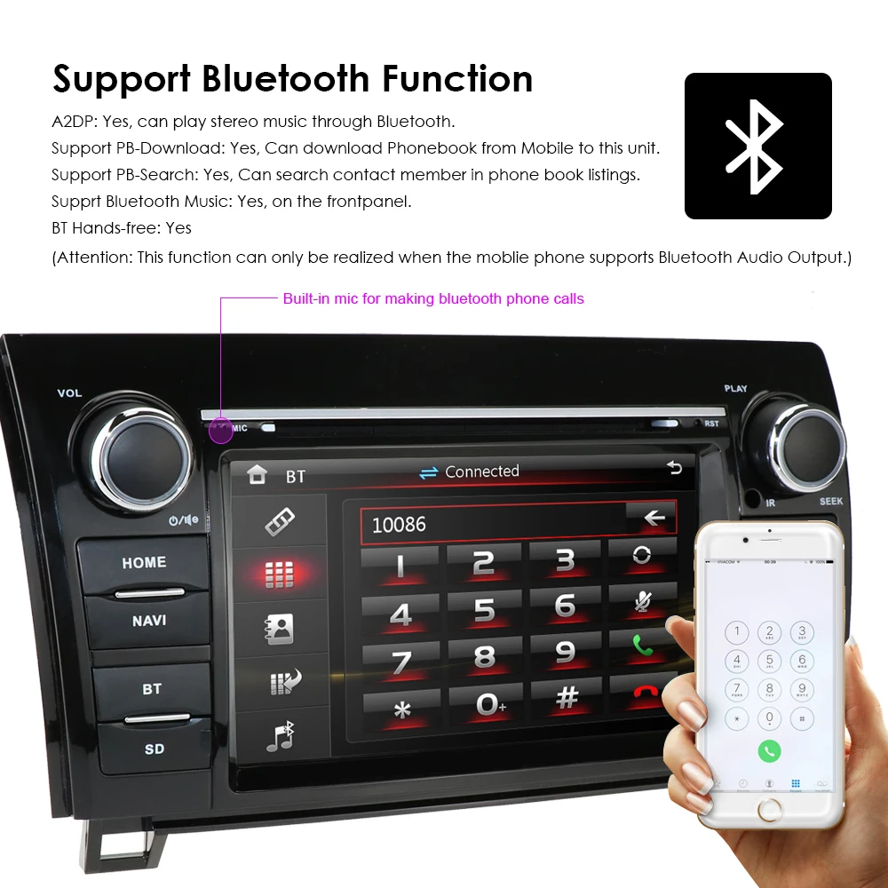 Flash Deal 2 din Touch Screen Car Radio Stereo for Toyota Tundra Sequoia 7 Inch 800*480 HD Radio RDS AM/FM 3G SWC IPOD CANBUS SD USB BT MAP 8