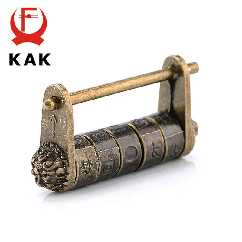 KAK цинковый сплав в китайском стиле винтаж, античная бронза комбинация блокировки паролей шкатулка замок ретро висячий замок с ключами декоративные