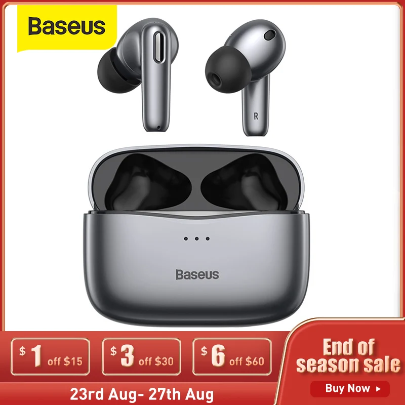 Hot Products! Baseus S2 ANC Earphone Active Noise Cancelling Bluetooth 5.0  TWS  Earphone Earbud Hi-Fi Audio Gaming Headphone Touch Control