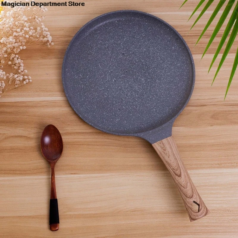 Long Handle Stone Pans Non-stick Steak Baking Pan Classic Kitchen Tools Frying Toast Egg Skillet Daily Use Cooker Wooden | Дом и сад