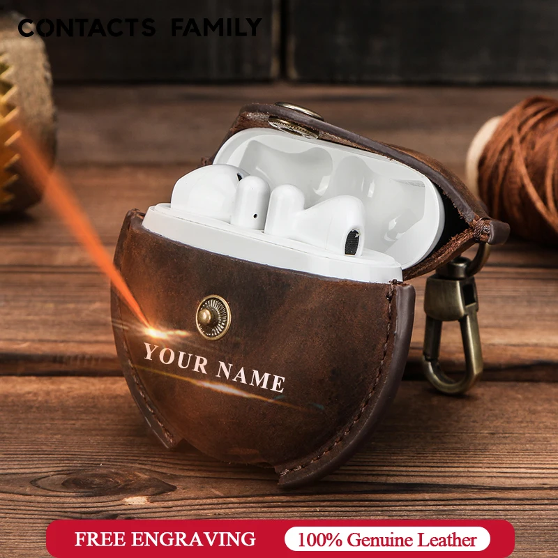 

Genuine leather Bluetooth Earphone Case Protective Cover For Huawei Freebuds 3 For Huawei New Case Headset Accessories With Hook