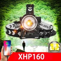 Nowy XHP160 potężny reflektor Led akumulator Usb latarka czołowa XHP90 18650 reflektor Led wędkarstwo polowanie Zoom głowy latarka