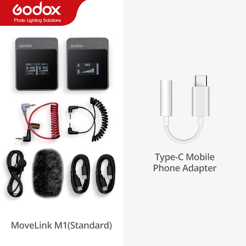 Godox MoveLink M1 M2 2.4GHz Wireless Lavalier Microphone for DSLR Cameras Camcorders Smartphones, and Tablets for YouTube 