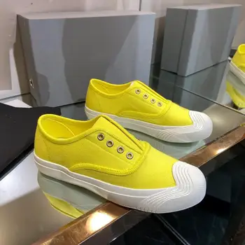 

Luxury Designer Designer Candy Color Sneakers Spring And Summer Design Canvas Ladies Shoes Casual Lace Up Sneakers
