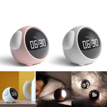 

Emoticon Pixel Alarm Clock Multi Function Electronic Digital Led Night Wake Up Light Table Clock for Children Bedroom Decor