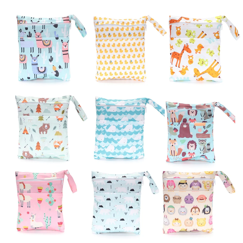 

Wet Dry Bag with Two Zippered Baby Diaper Bag Nappy Bag Waterproof Reusable Washable Clothing Living Room