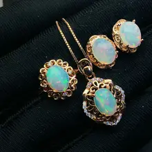 MeiBaPJ натуральный опал драгоценный камень серьги кольцо и ожерелье 3 костюм для женщин Настоящее 925 пробы серебряные ювелирные изделия