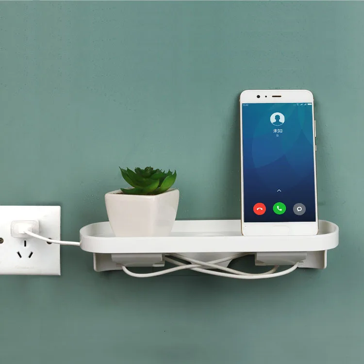 

New Outlet Shelf Switch Socket Accept Frame Wall Sucker Mobile Holder Power Perch Charging Home Speaker Cell Phones Storage Rack