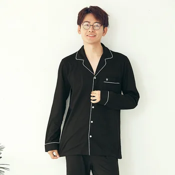 

Classic Mens Pajamas Cotton Sleepwear Button Down Pajamas Set Long PJ Set Lounge Wear