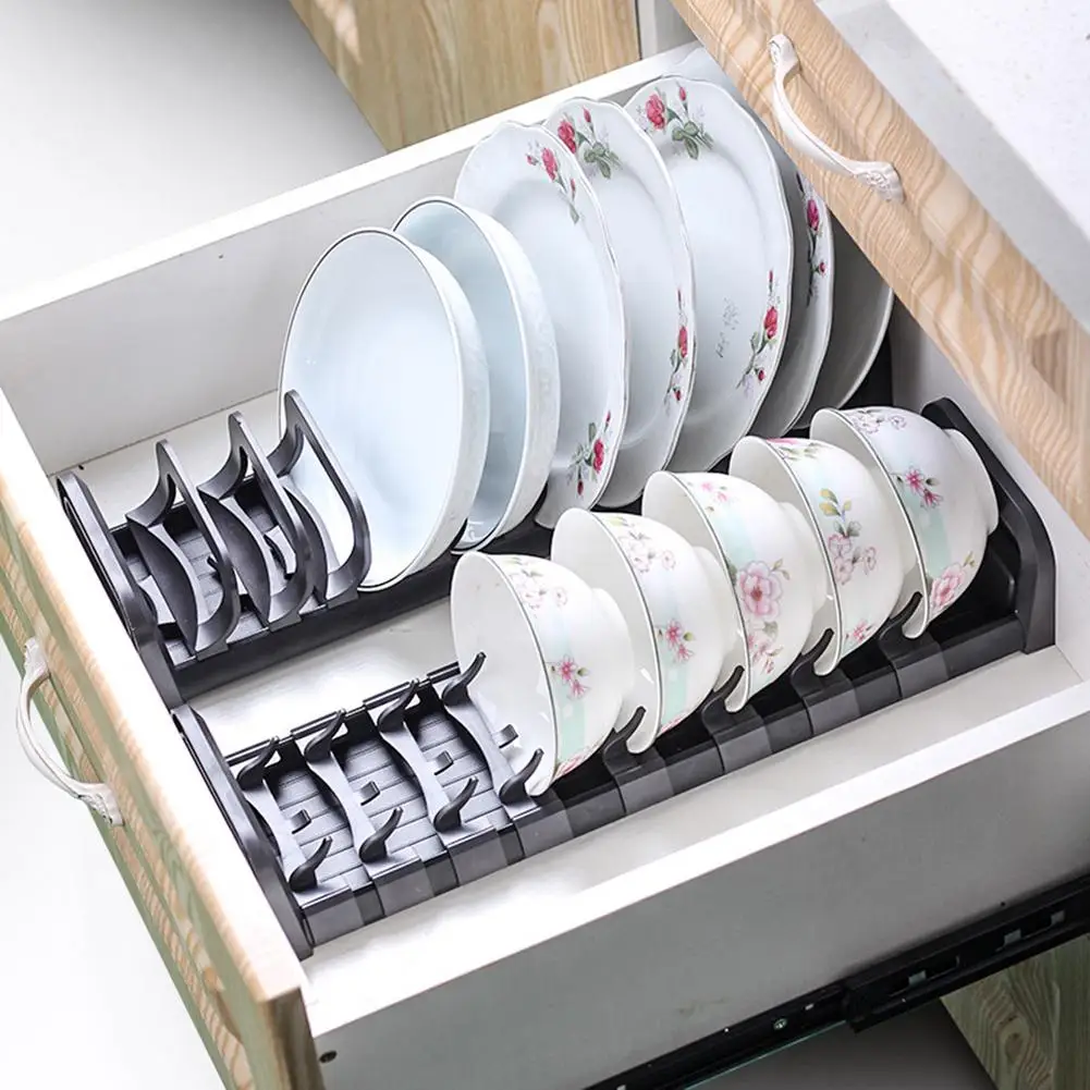 

Dish Plate Drying Rack Plate Drainer Stand Drawer-type Cabinet Divider Storage Dish Rack Built-in Dish Rack Drain Rack