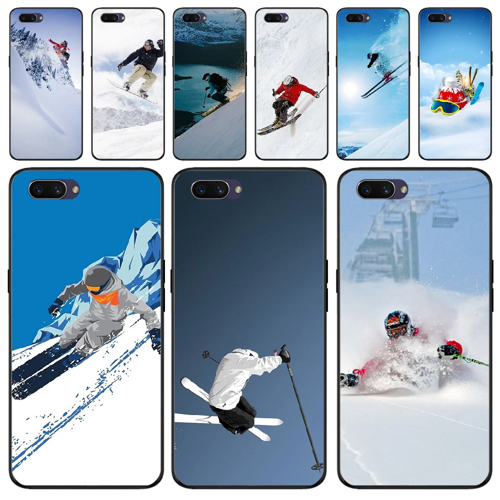

OFFeier Skiing Snow Snowboard Skis Soft Silicone Black Phone Case For OPPO F5 F9 F3 F11 pro A92020 K1 A77 RENO A52020
