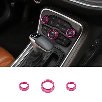 

for Dodge Challenger 2015-2020 Air Conditioning Button Cover Decoration Switch Ring Trim (Pink)