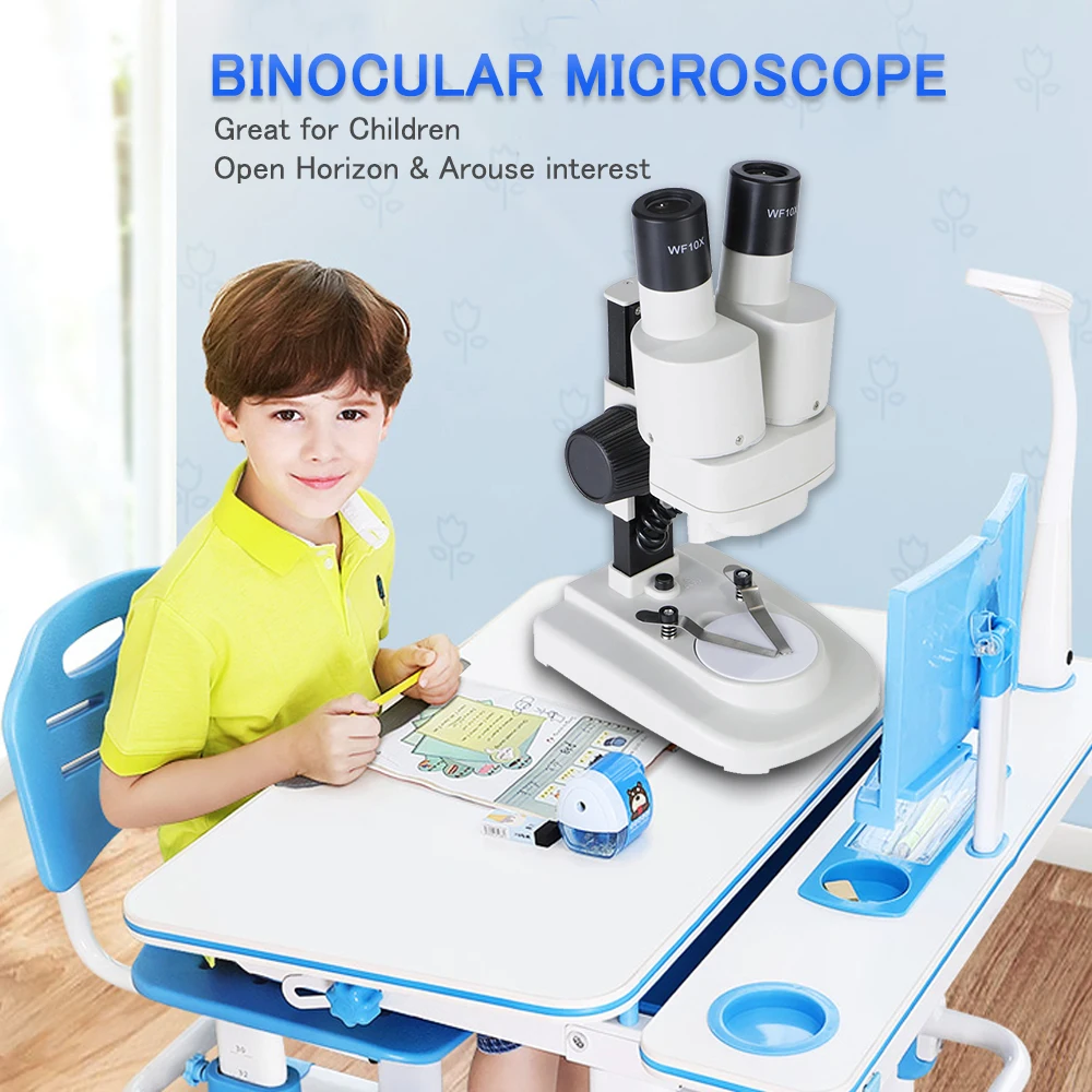 

Binocular digital Microscope 20X Children Kids Students All-Metal LED Light Microscope Biology Science Microscopic Magnifier