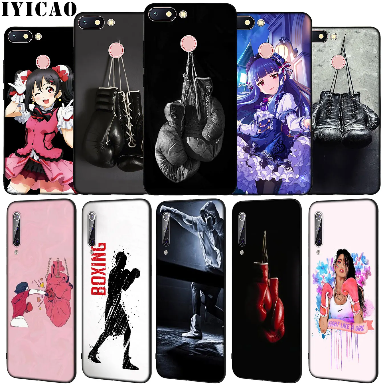 Cartoon Boxing Girl Gloves Pattern Soft Silicone Phone Case for Xiaomi Redmi Note 8 8T 8A 7 7A 6 6A 5 5A GO S2 K30 K20 Pro | Мобильные
