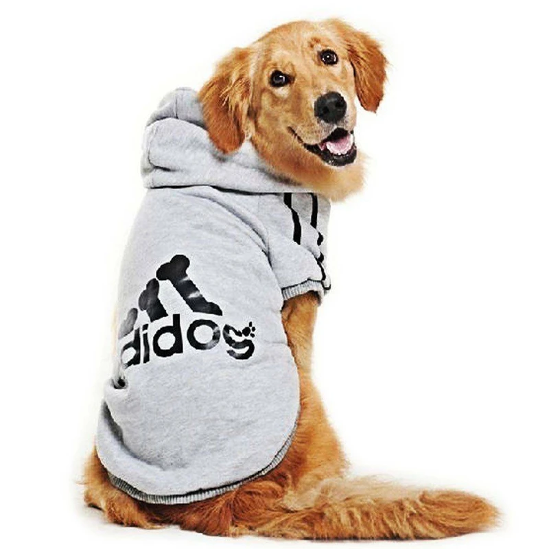 Повседневная Осенняя зимняя верхняя одежда с капюшоном Adidog Одежда для собак теплое пальто с капюшоном одежда куртка для собак модная одежда для собак пальто для домашних животных - Цвет: Серый