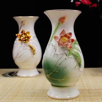 

Classical Lotus 3D Embossed white vase living room decoration idea beautiful vase