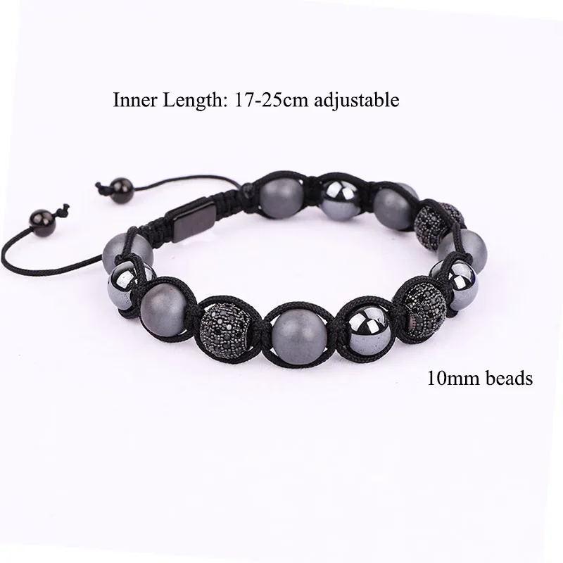 New Design Fashion Men Jewelry Bracelet Hematite Beads CZ Micro Ball Macrame Beaded Adjustable Bracelet Men - Image 3