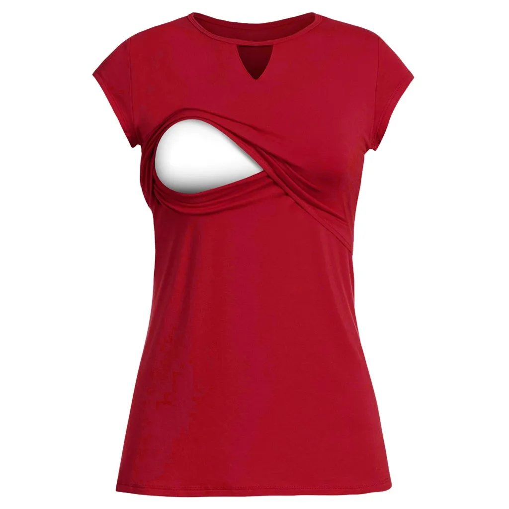 Женская одежда для беременных и матерей после родов, топ, конверт для младенца, топ с коротким рукавом, двухслойная блузка, футболка для грудного вскармливания
