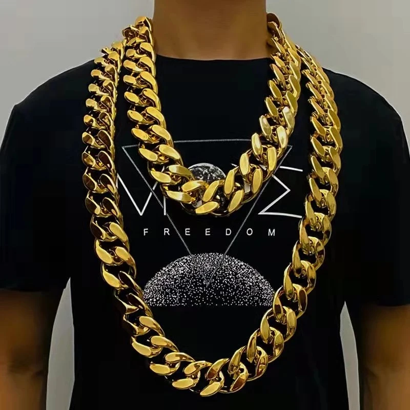 Kerel oogopslag Continentaal Breedte 35Mm 43Mm 45Mm Persoonlijkheid Grote Acryl Ketting Dikke Gouden  Ketting Mannen Hip Hop Goth Halloween Schat riche Sieraden Gift|Schakel  ketting| - AliExpress