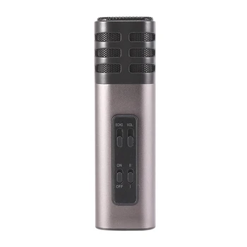 

Portable Aluminum Alloy Microphone Professional Mobile Singing Microphone for Live Broadcasting Recording Meeting Black Gray